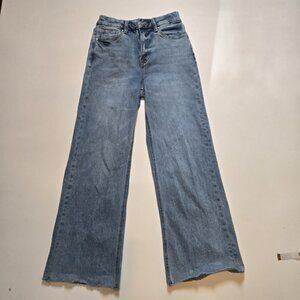 Mica Los Angeles Womens Raw Hem Flare Leg Denim Jeans 26 X 28 Wide Leg MDE-W182